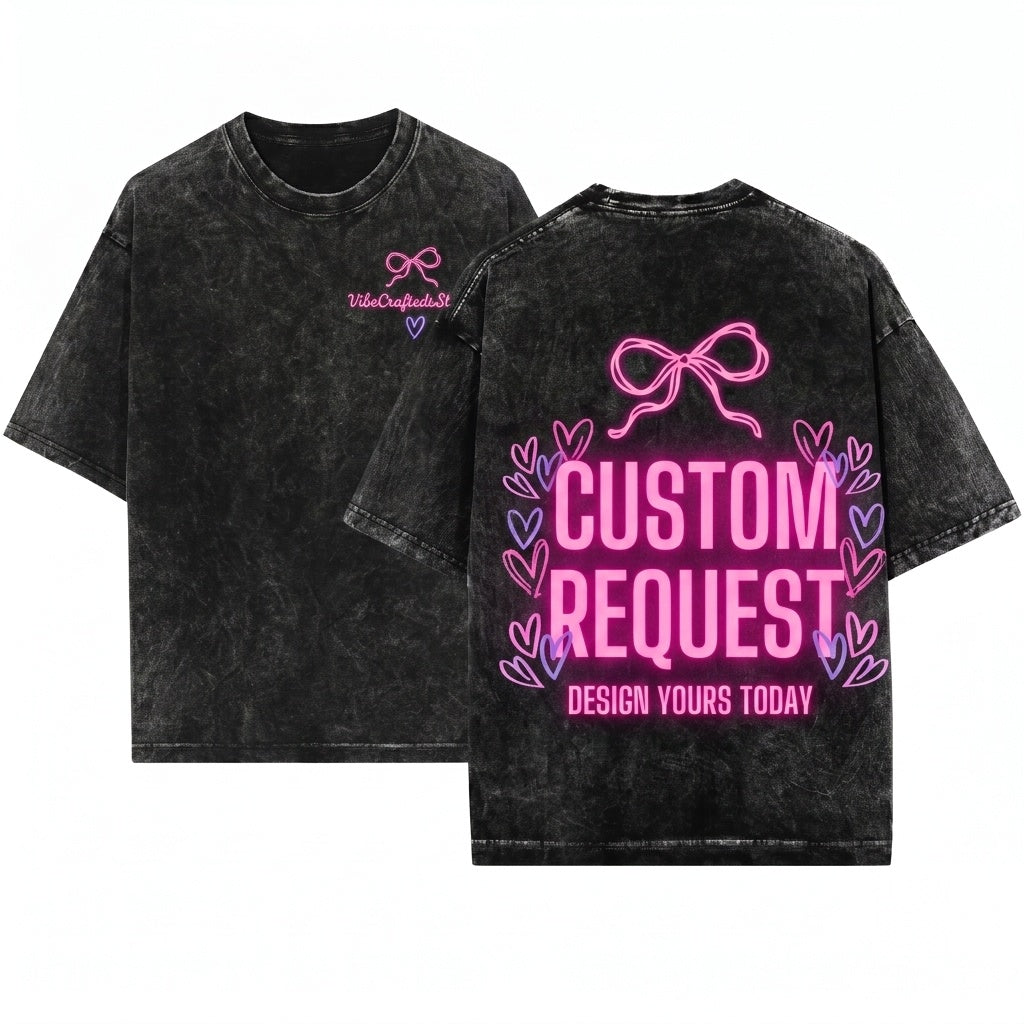 Custom Request Design Handpainted Digital Commercial Fee PNG Graphic Unisex Wash T-Shirt
