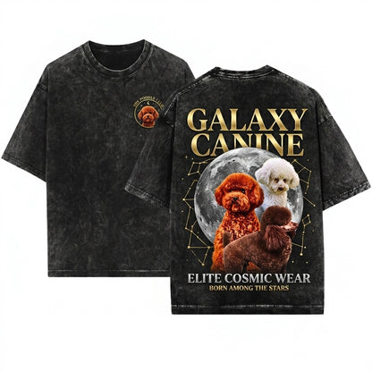 Vintage Retro Graphic Three Poodle Moon Funny Oversized Meme Dog Unisex Wash T-Shirt