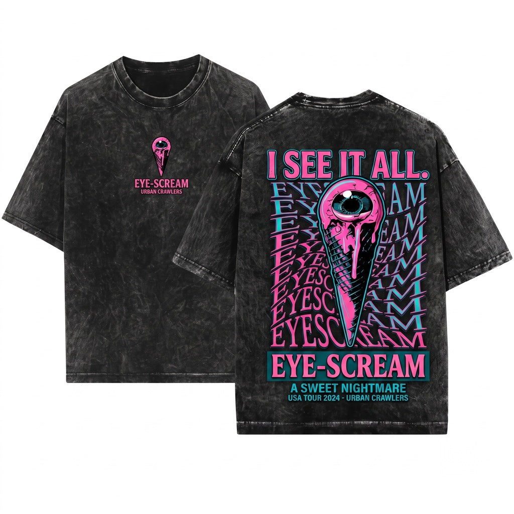 Eyescream Vintage Japanese Horror Dark Graphic Unisex Wash T-Shirt