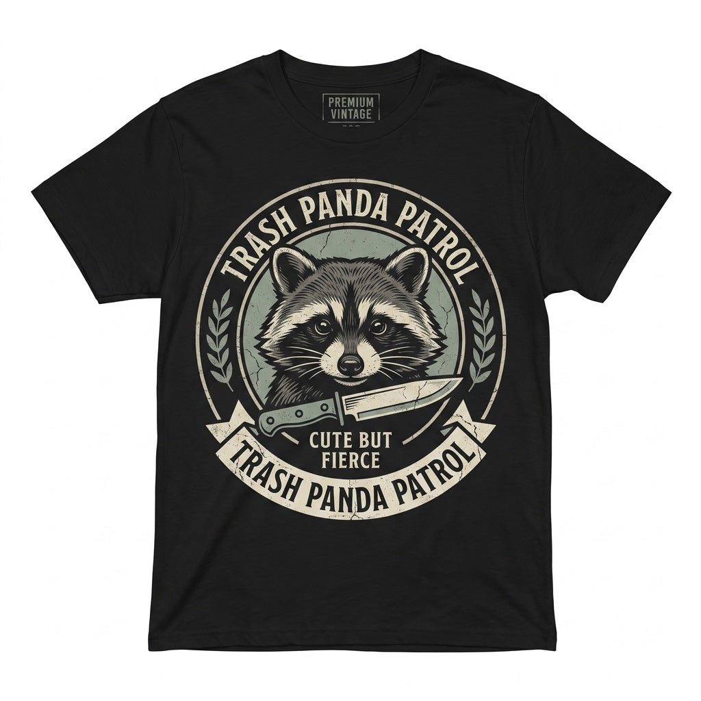Cute but Fierce Chaotic Raccoon Embroidered Trash Panda Funny Meme Unisex TShirt