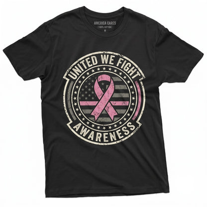 Breast Cancer Awareness Ribbon American Flag Graphic Apparel Tops Unisex TShirt