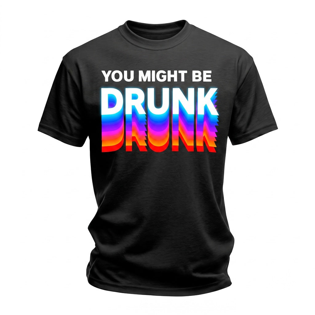 You Might Be Drunk Funny Blurry Typography Back Print Party Drinking Humor Trendy Sarcastic Streetwear Unisex TShirt