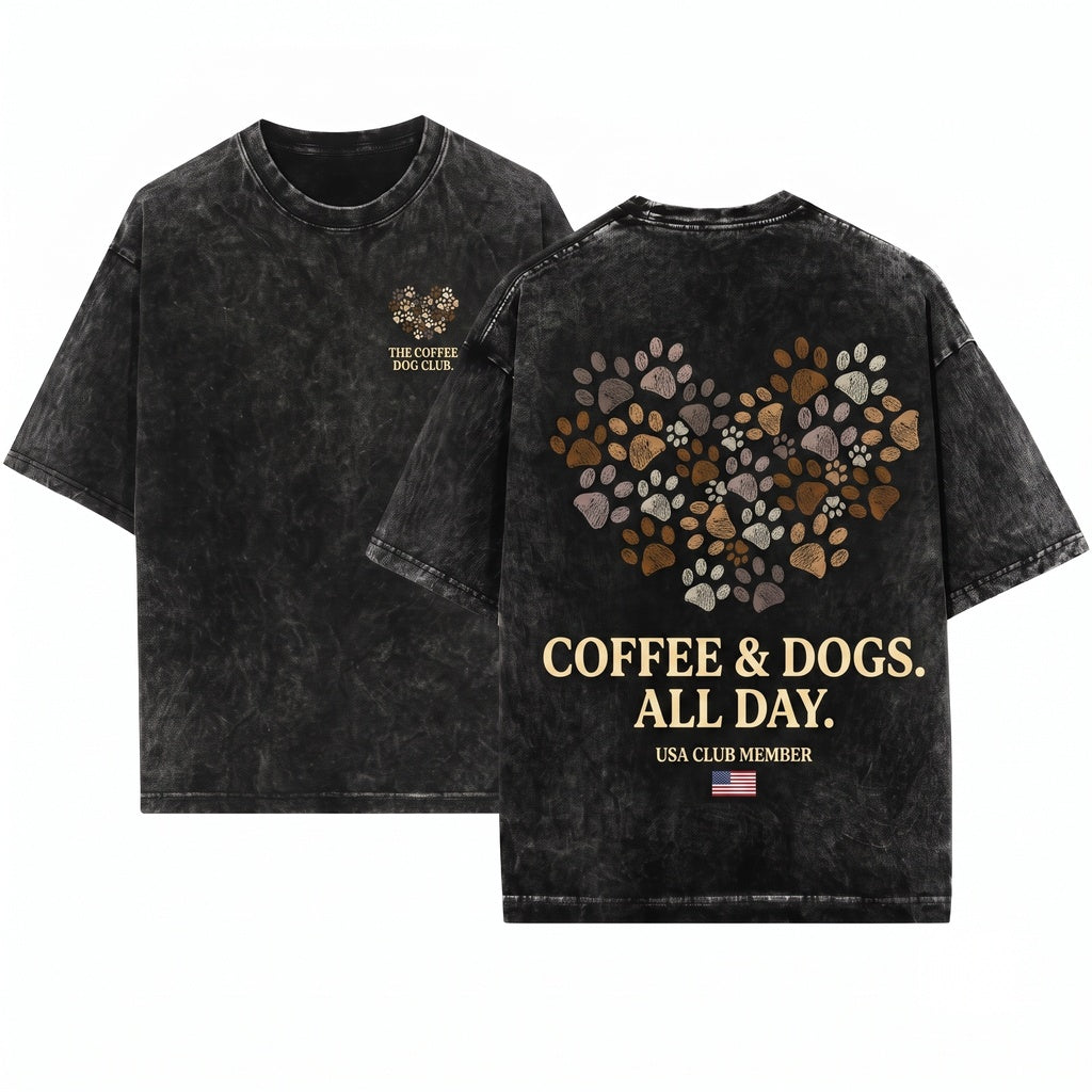 Coffee Dog Lover Cute Puppy Pet Owner Morning Gift Graphic Unisex Wash T-Shirt