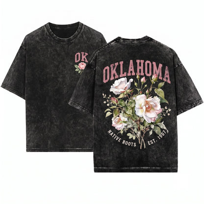 Oklahoma State Mistletoe Flower Botanical Gardening Travel Gift Girlfriend Unisex Wash T-Shirt