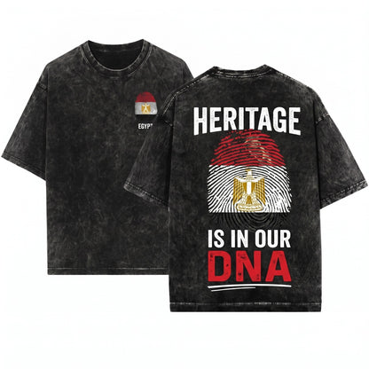 Egyptian Flag DNA National Pride Patriotic Heritage Gift Apparel Unisex Wash T-Shirt