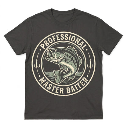 Master Baiter Funny Bass Fishing Joke Vintage Graphic Top, Father Day Pun Gift for Angler Dad Husband, Novelty Fish Lover