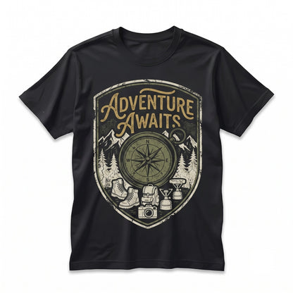 Adventure Awaits Trail Trekking Hiking Camper Life Lover Outdoor Unisex TShirt