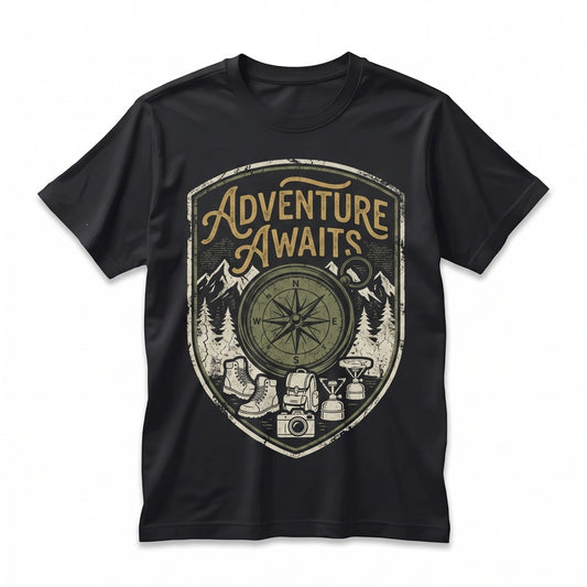 Adventure Awaits Trail Trekking Hiking Camper Life Lover Outdoor Unisex TShirt