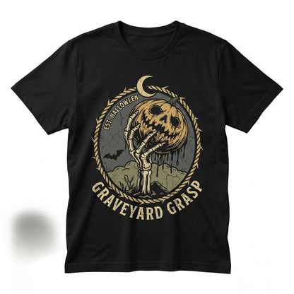 Skeleton Hand Pumpkin Halloween Graphic Dripping Jack-O-Lantern Eerie Graveyard Aesthetic Horror Gift Apparel Unisex TShirt