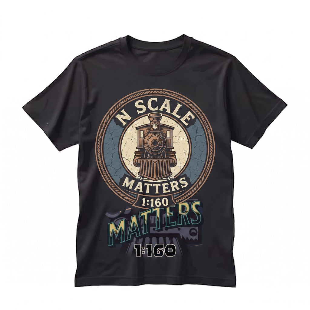 N Scale Matters Model Railroad Hobbyist Apparel Miniature Train Enthusiast Graphic Top Unisex TShirt