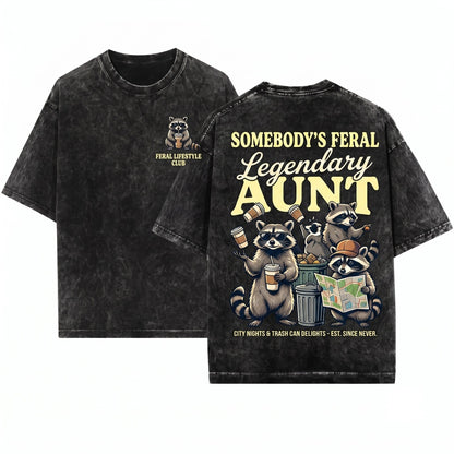Somebodys Feral Aunt Raccoon Iced Coffee Funny Gift Unisex Wash T-Shirt