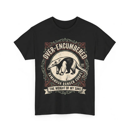 Funny Gamer Over Encumbered Graphic Anteater Animal RPG Humor Short Sleeve Cotton Apparel Unisex TShirt