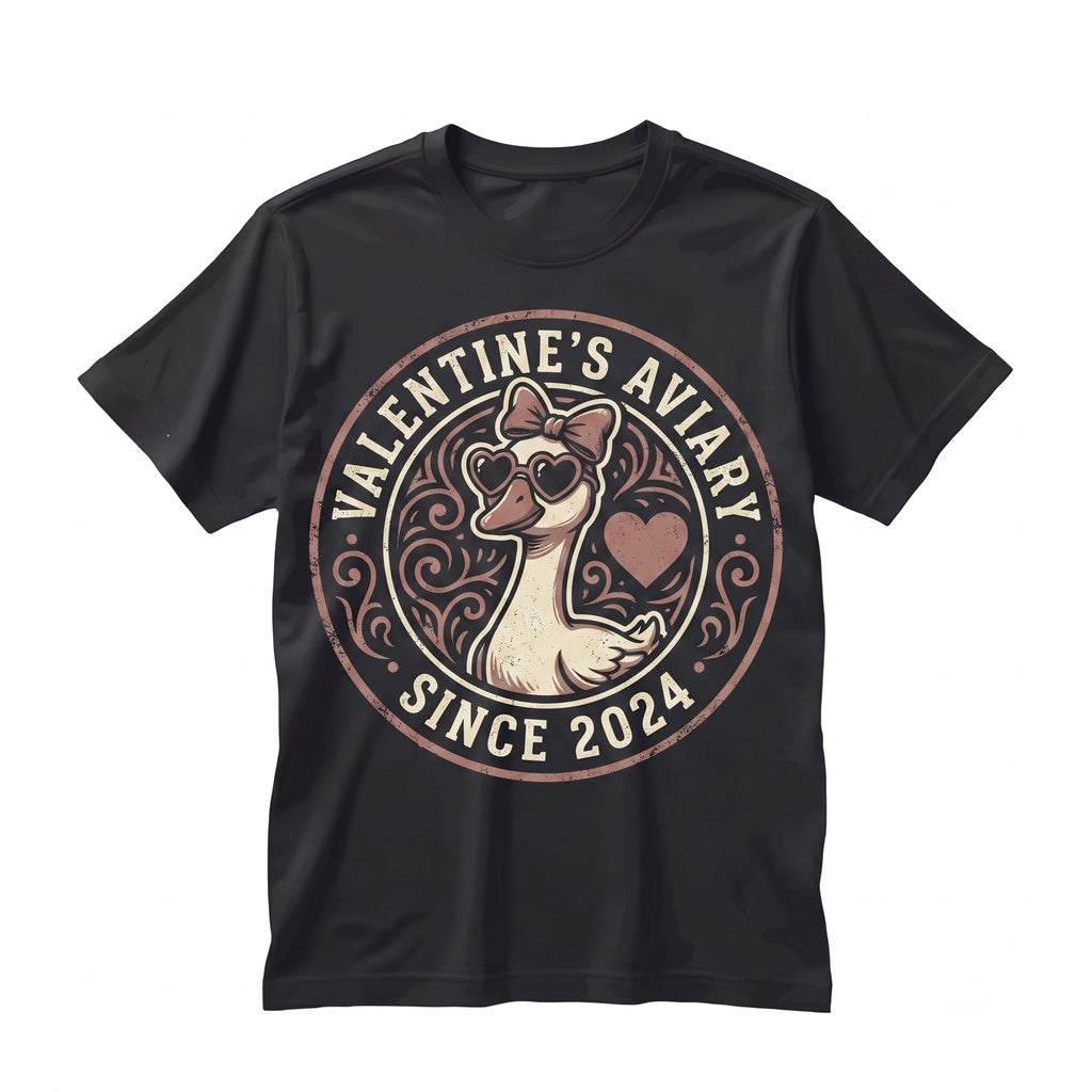 Cute Pink Coquette Valentine Day Heart Goose Duck Romantic Gift Unisex TShirt