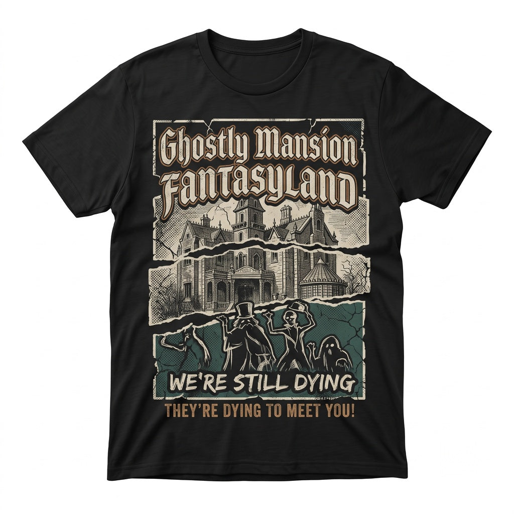 Oversized Vintage Haunted Mansion 1969 Stretching Room Retro Theme Park Halloween Graphic Top, Unisex TShirt