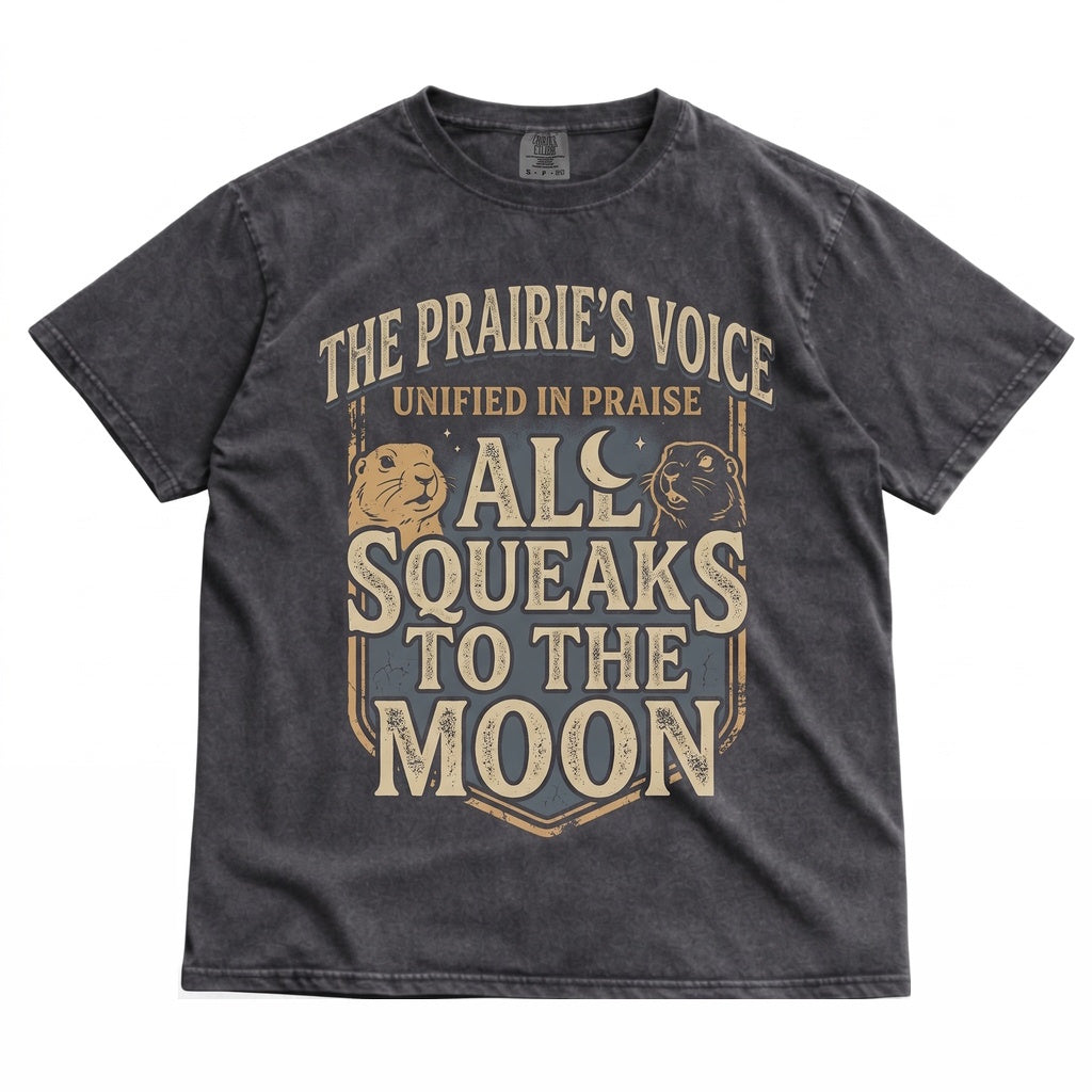 Vintage Three Prairie Dog Retro Graphic Moon Wildlife Novelty Funny Oversized Top Unisex TShirt