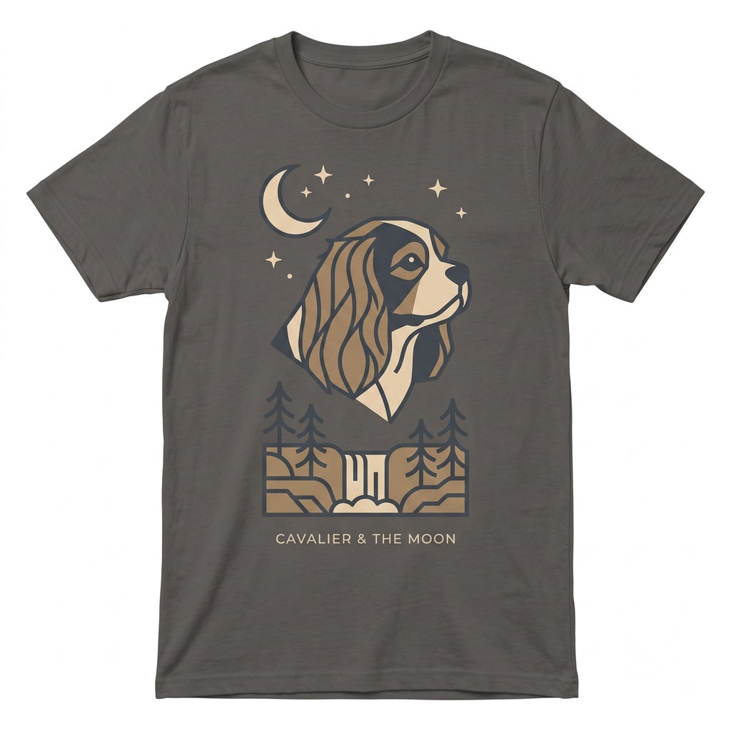 Ruby Cavalier King Charles Spaniel Howling at Full Moon Vintage 90s Retro Silly Animal Graphic Unisex TShirt