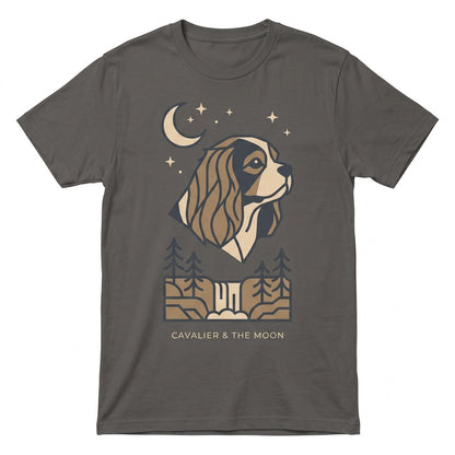 Ruby Cavalier King Charles Spaniel Howling at Full Moon Vintage 90s Retro Silly Animal Graphic Unisex TShirt