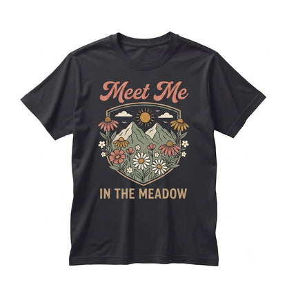Wildflower Boho Mountain Floral Graphic Moss Green Meadow Botanical Print Unisex TShirt