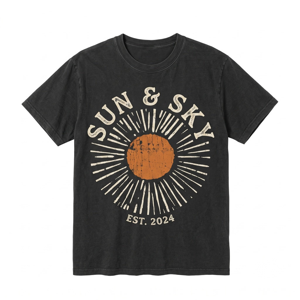 Sunburst Graphic Boho Vintage Cotton Apparel Unisex TShirt