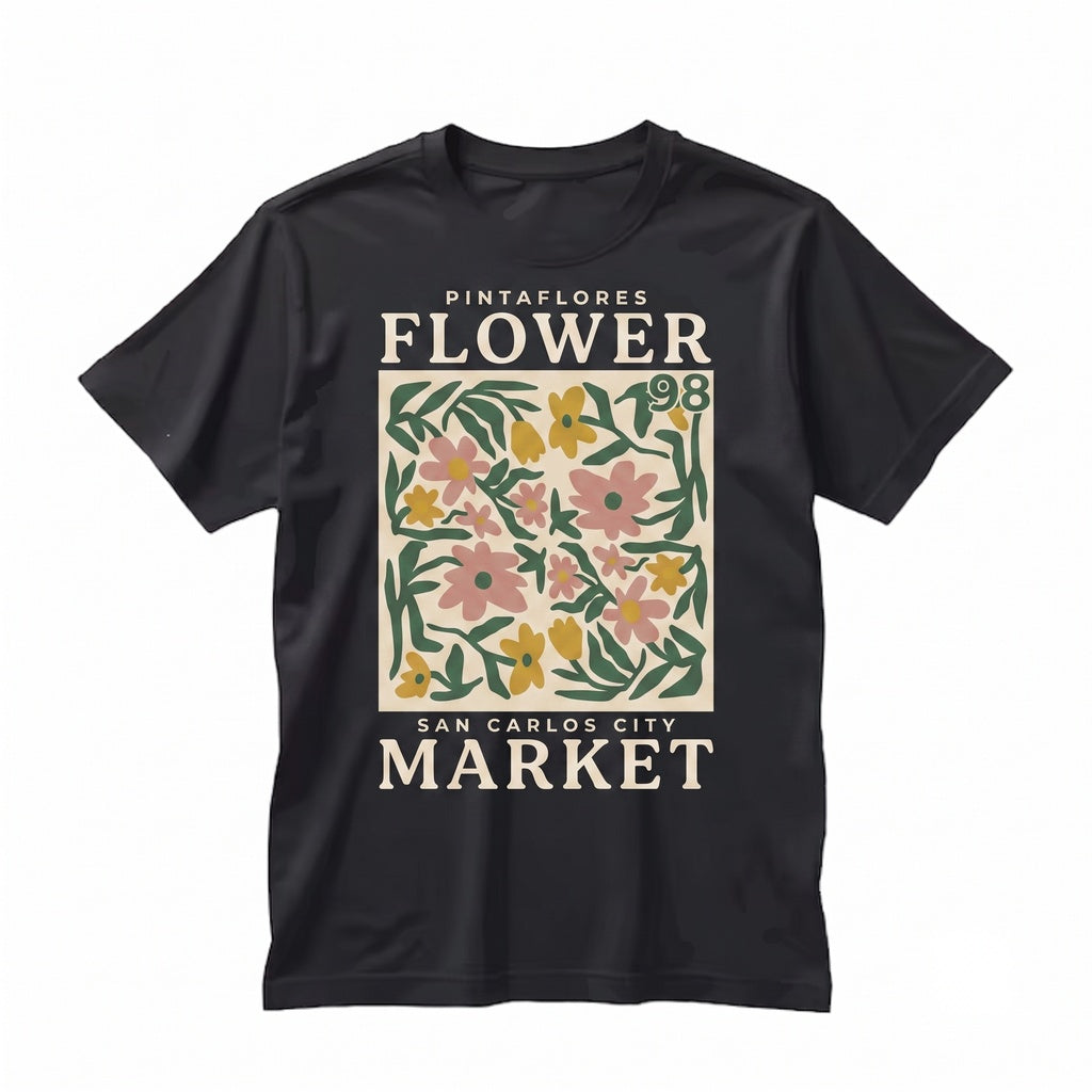 Boho Vintage Botanical Flower Market Graphic Aesthetic Unisex TShirt