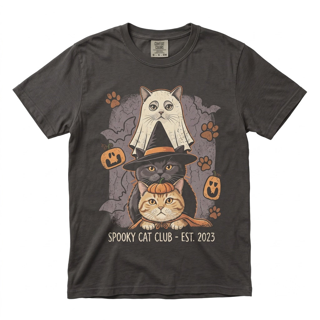 Halloween Cat Pumpkin Witch Spooky Fall Lover Sweatshirt Graphic Vintage Apparel Unisex TShirt