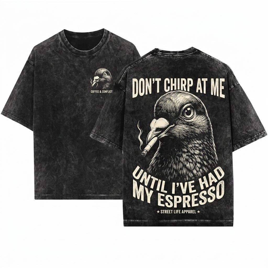 Smoking Pigeon Vintage Y2K Grunge Animal Graphic Cigarette Silly Badass Lover Gift Unisex Wash T-Shirt