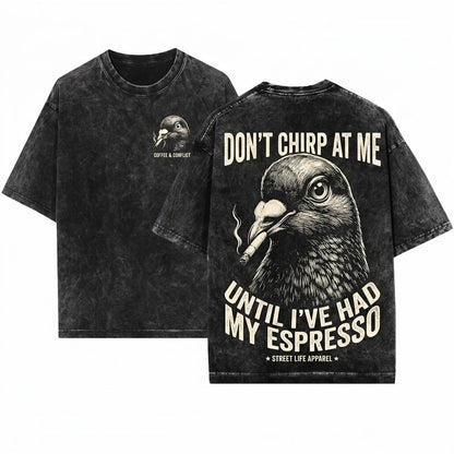 Smoking Pigeon Vintage Y2K Grunge Animal Graphic Cigarette Silly Badass Lover Gift Unisex Wash T-Shirt