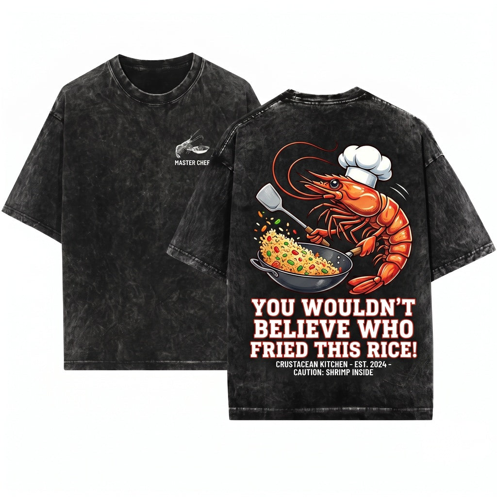 Shrimp Fried Rice Heavy Cotton Vintage Graphic Meme Unisex Wash T-Shirt