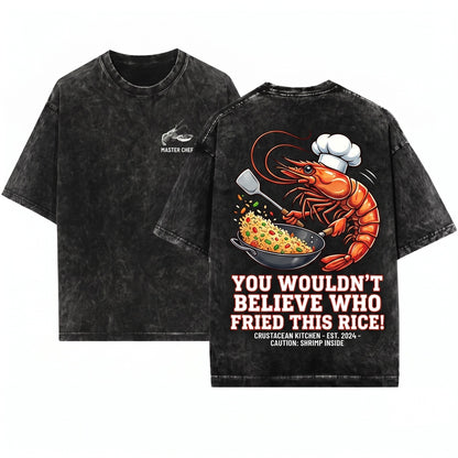 Shrimp Fried Rice Heavy Cotton Vintage Graphic Meme Unisex Wash T-Shirt