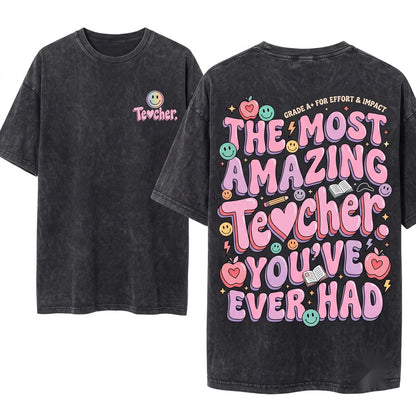 Inspirational Teacher Typography Graphic Classroom Educator School Staff Appreciation Gift Top Unisex Wash T-Shirt
