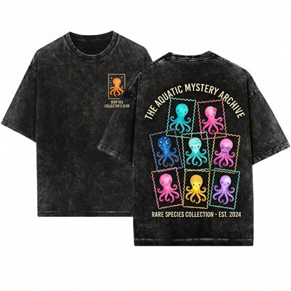 Colorful Marine Life Octopus Vibrant Ocean Creature Graphic Adults Kids Unisex Wash T-Shirt