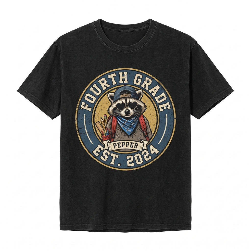 Fourth Grade Teacher 4th Funny Feral Raccoon Team Back to School Last Day Apparel Unisex TShirt