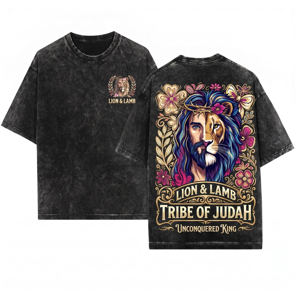 Lion of Judah Trendy Religious Women Unisex Wash T-Shirt