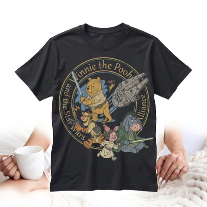 Vintage Sci-Fi Honey Bear Space Parody Vacation Graphic Tee, Galaxy Edge Theme Park Trip Retro Cartoon Apparel, Unisex TShirt
