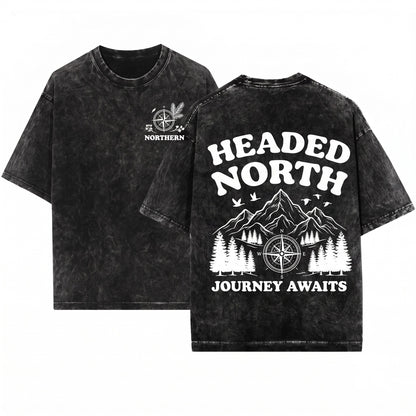 Headed North Sad Bug Summer Nature Funny Insect Wildlife Lover Camping Hiking Graphic Gift Unisex Wash T-Shirt