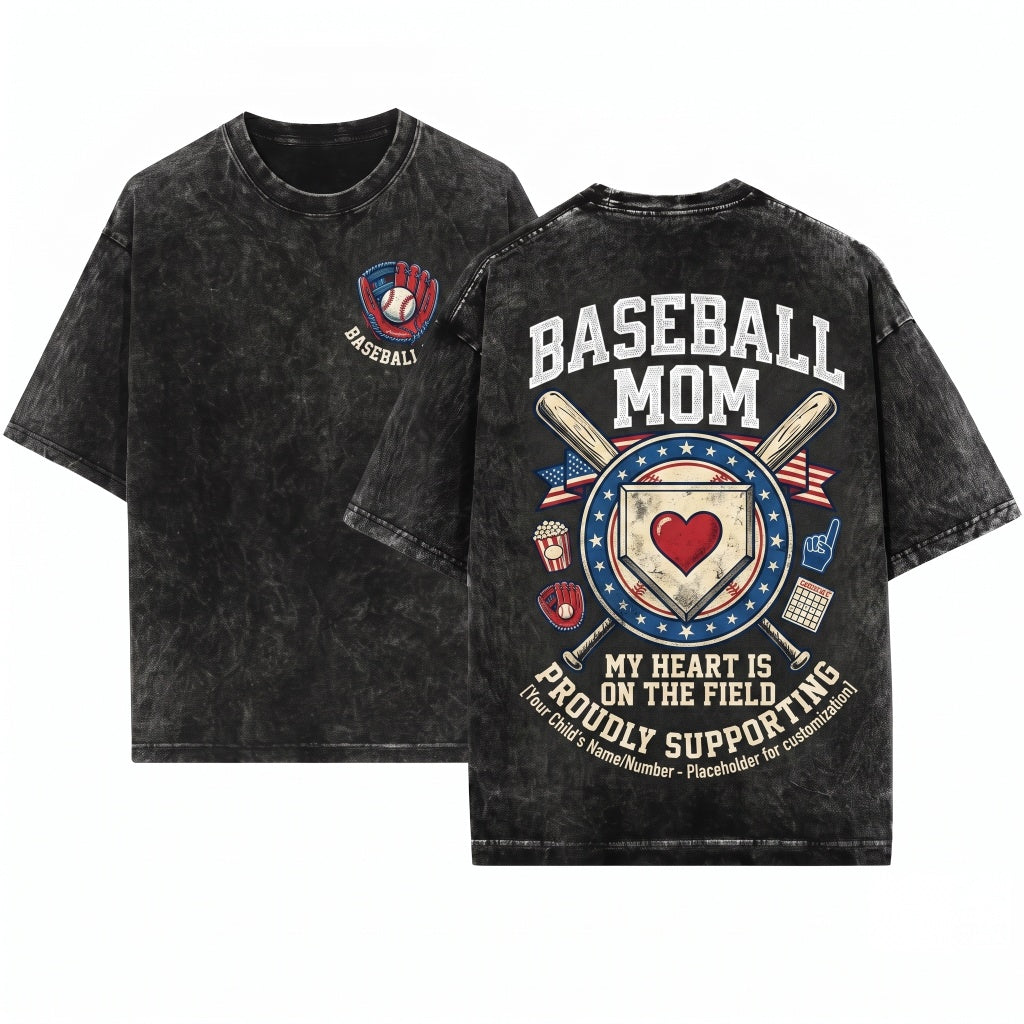 Vintage Game Day Baseball Mom Pullover Top Unisex Wash T-Shirt