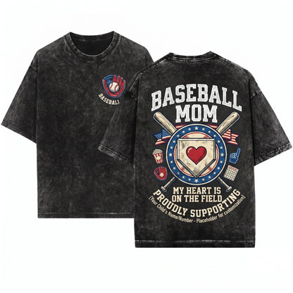 Vintage Game Day Baseball Mom Pullover Top Unisex Wash T-Shirt