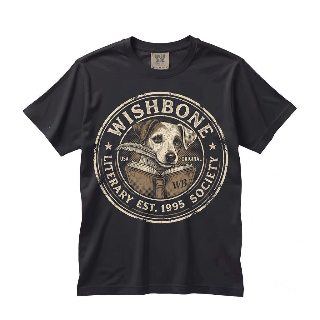 Vintage Wishbone Dog Literary Society Book Lover 90s Nostalgia Teacher Gift Unisex TShirt