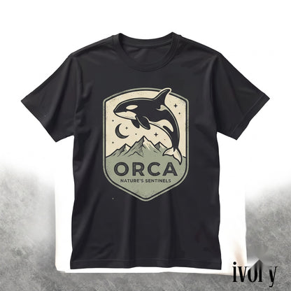 Vintage Orca Moonlit Ocean Graphic Retro Coastal Marine Nature Apparel Unisex TShirt