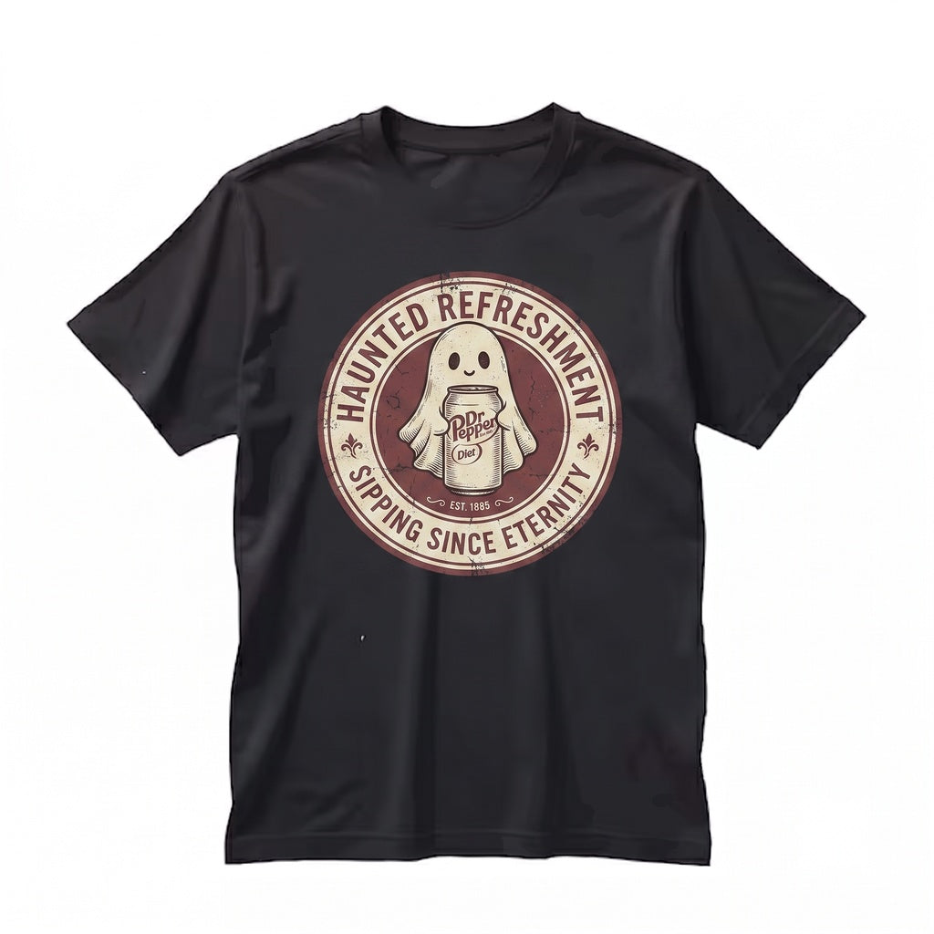 Vintage Spiced Cherry Soda Ghost Graphic Halloween Lover Gift Casual Retro Drink Fan Unisex TShirt
