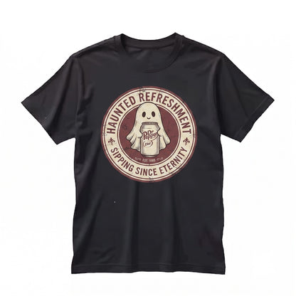 Vintage Spiced Cherry Soda Ghost Graphic Halloween Lover Gift Casual Retro Drink Fan Unisex TShirt