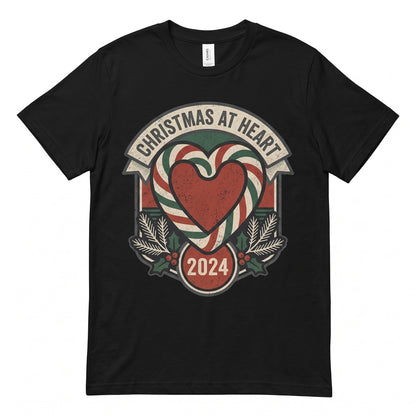 Candy Cane Heart Christmas Holiday Elf Graphic Unisex TShirt