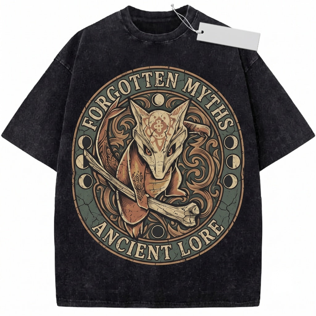 Vintage Wash Skull Creature Anime Graphic Japanese Retro Oversized Streetwear Gamer Gift Unisex TShirt