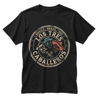 Vintage Three Caballeros Mexico Pavilion Retro Theme Park Vacation Matching Fiesta Parrot Rooster Unisex TShirt