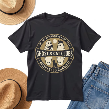 Adorable Ghost Cats Halloween Witch Skeleton Trick or Treat Graphic Unisex TShirt