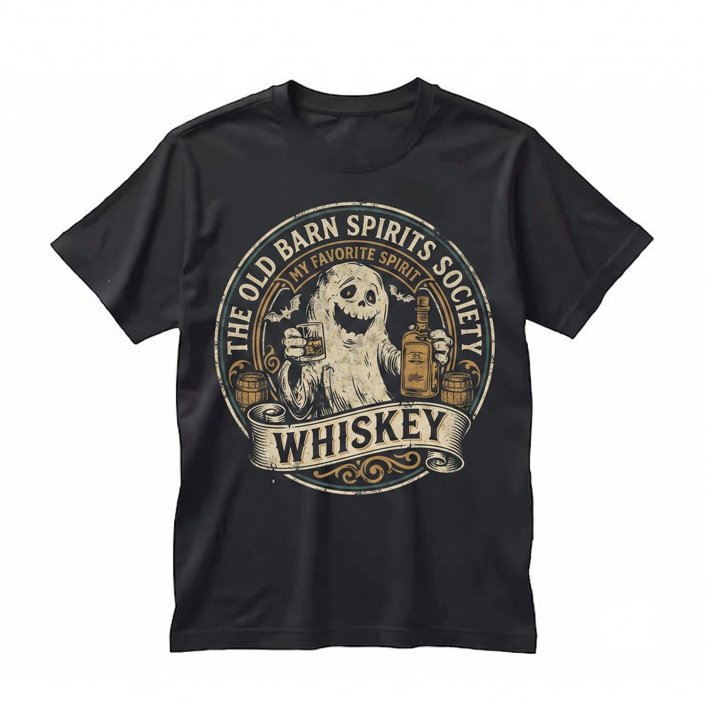Halloween Ghost Whiskey Graphic Funny Spooky Season Bourbon Drinker Apparel Unisex TShirt