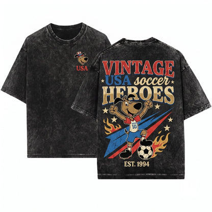 Vintage Patriotic USA 1994 Soccer Dog Lover Graphic Apparel Unisex Wash T-Shirt
