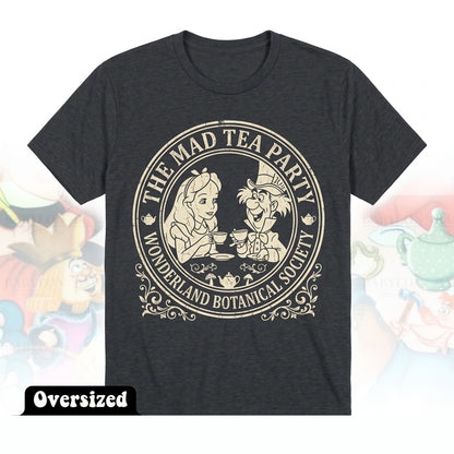 Oversized Retro Alice in Wonderland Cheshire Cat Graphic Vintage Princess Family Matching Unisex TShirt