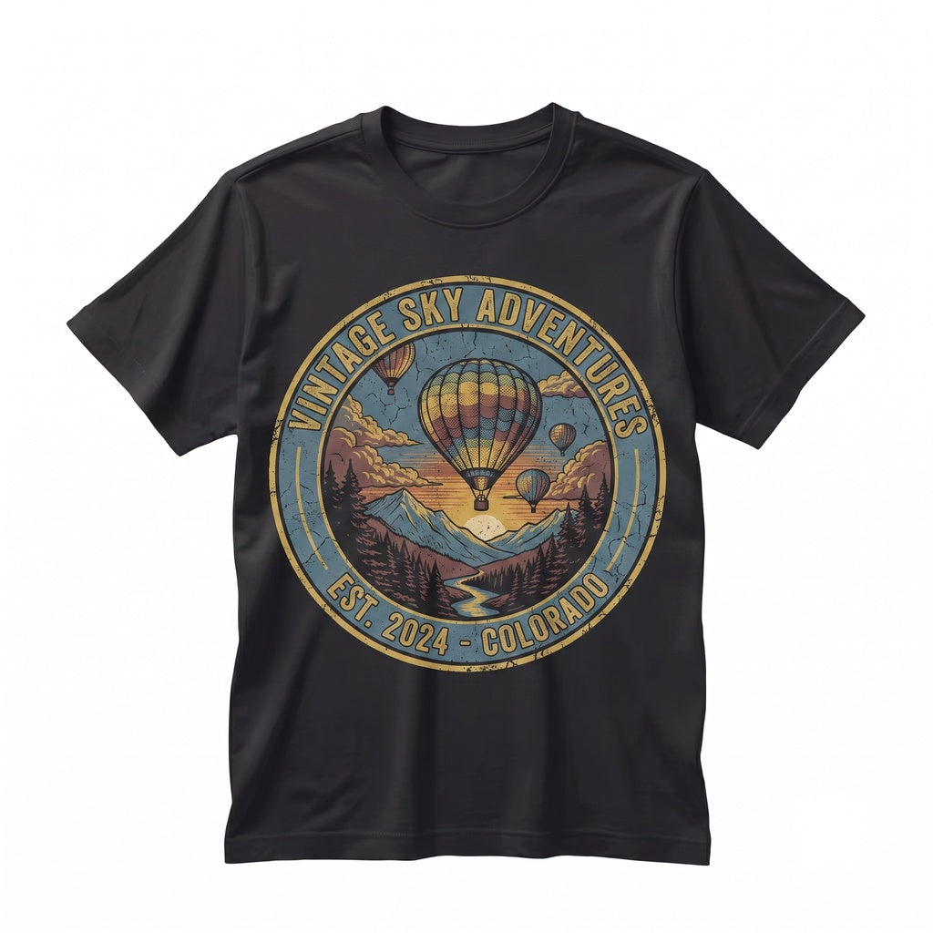 Hot Air Balloon Mountain Sunset Scenic Landscape Colorful Sky Travel Adventure Nature Lover Gift Unisex TShirt