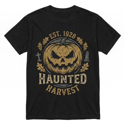 Jack-O-Lantern Halloween Spooky Graveyard Haunted House Pumpkin Fall Graphic Unisex TShirt